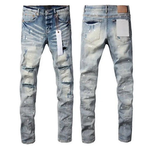 Mens Blue Faded Skinny Jeans